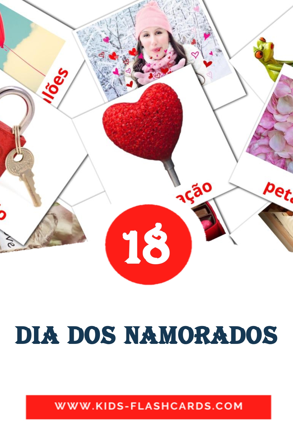 18 Dia dos Namorados Picture Cards for Kindergarden in portuguese