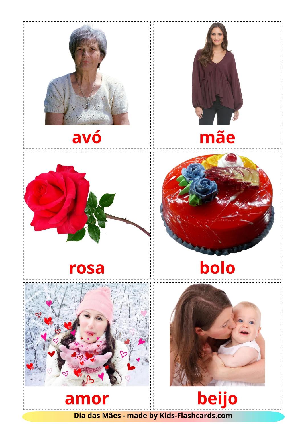 Mother's day - 25 Free Printable portuguese Flashcards 