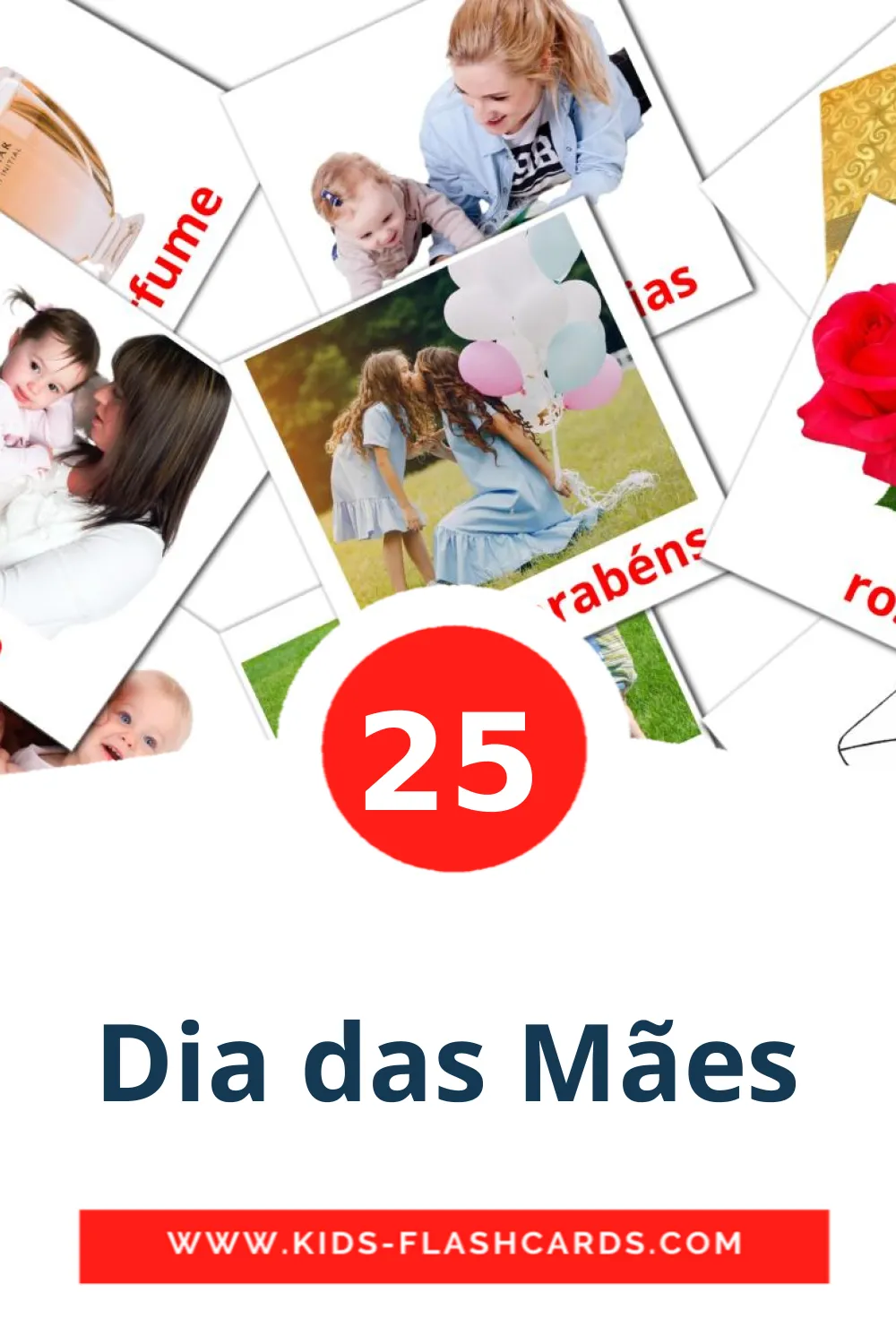 25 Dia das Mães Picture Cards for Kindergarden in portuguese