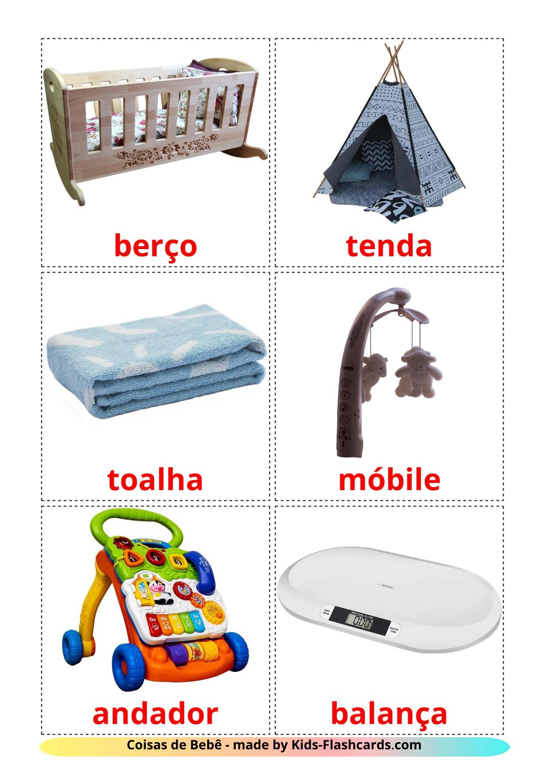 Baby things - 19 Free Printable portuguese Flashcards 