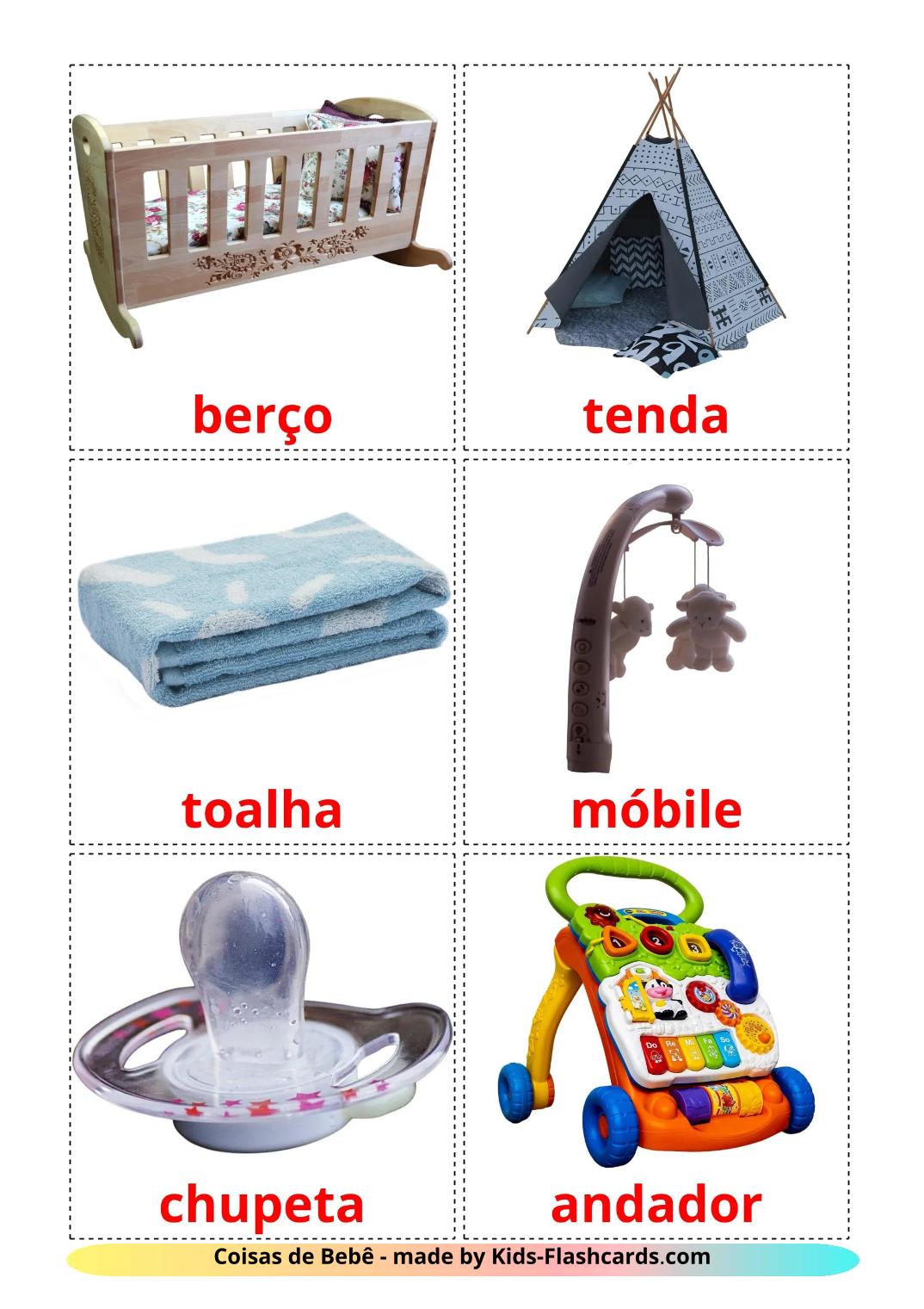 Coisas de Bebê - 20 Flashcards portuguêses gratuitos para impressão