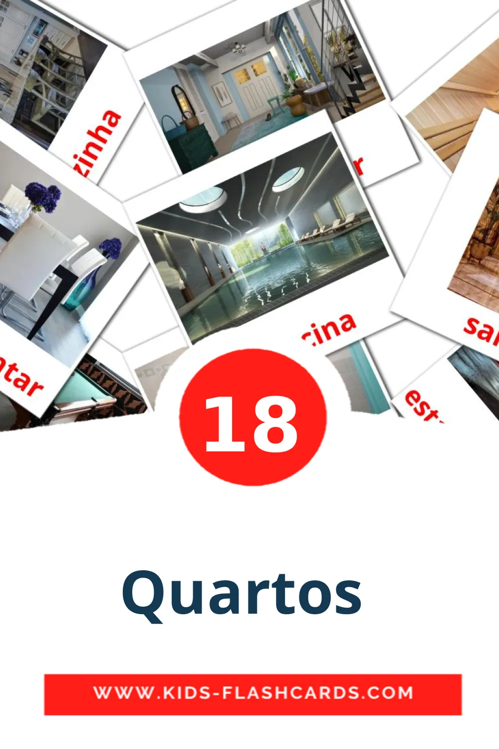 18 Cartões com Imagens de Quartos  para Jardim de Infância em português