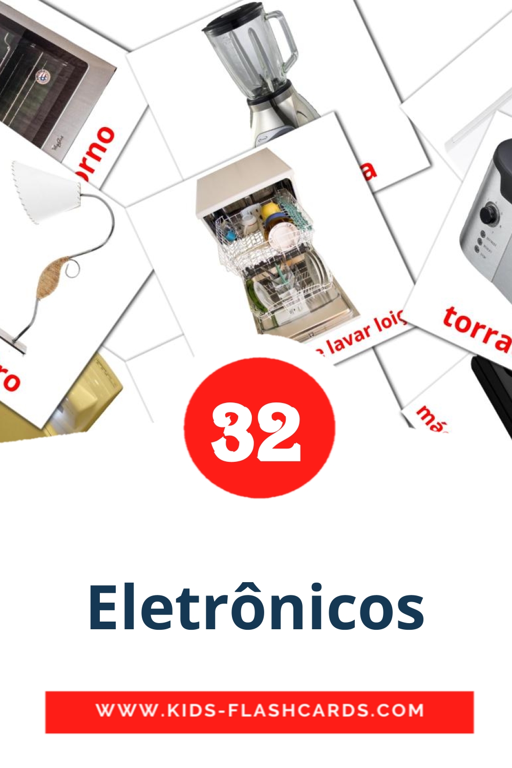 32 Eletrônicos Picture Cards for Kindergarden in portuguese