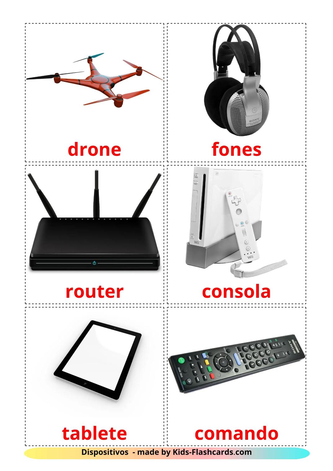 Dispositivos  - 29 Flashcards portuguêses gratuitos para impressão