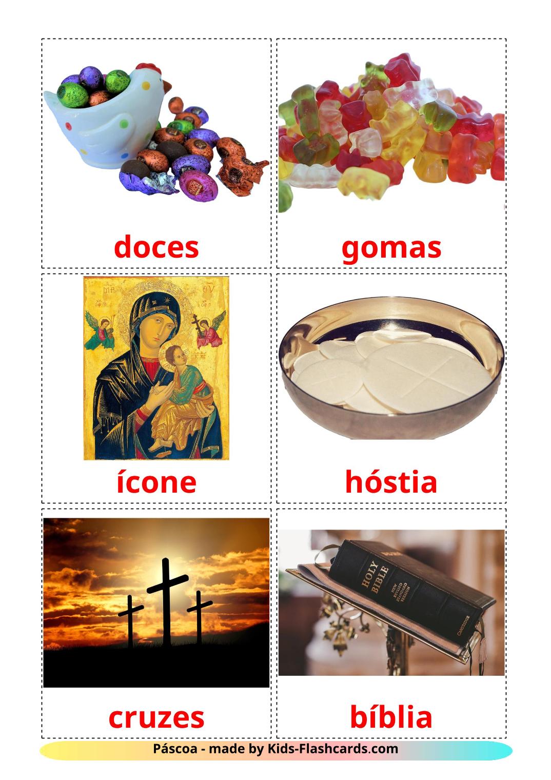 Easter - 31 Free Printable portuguese Flashcards 