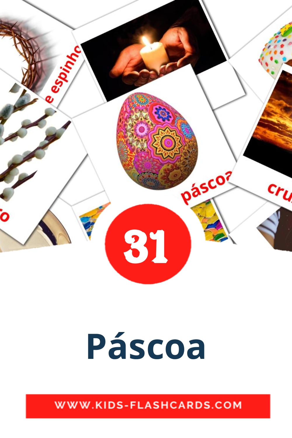 31 tarjetas didacticas de Páscoa para el jardín de infancia en portugués