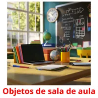 Objetos de sala de aula cartões com imagens