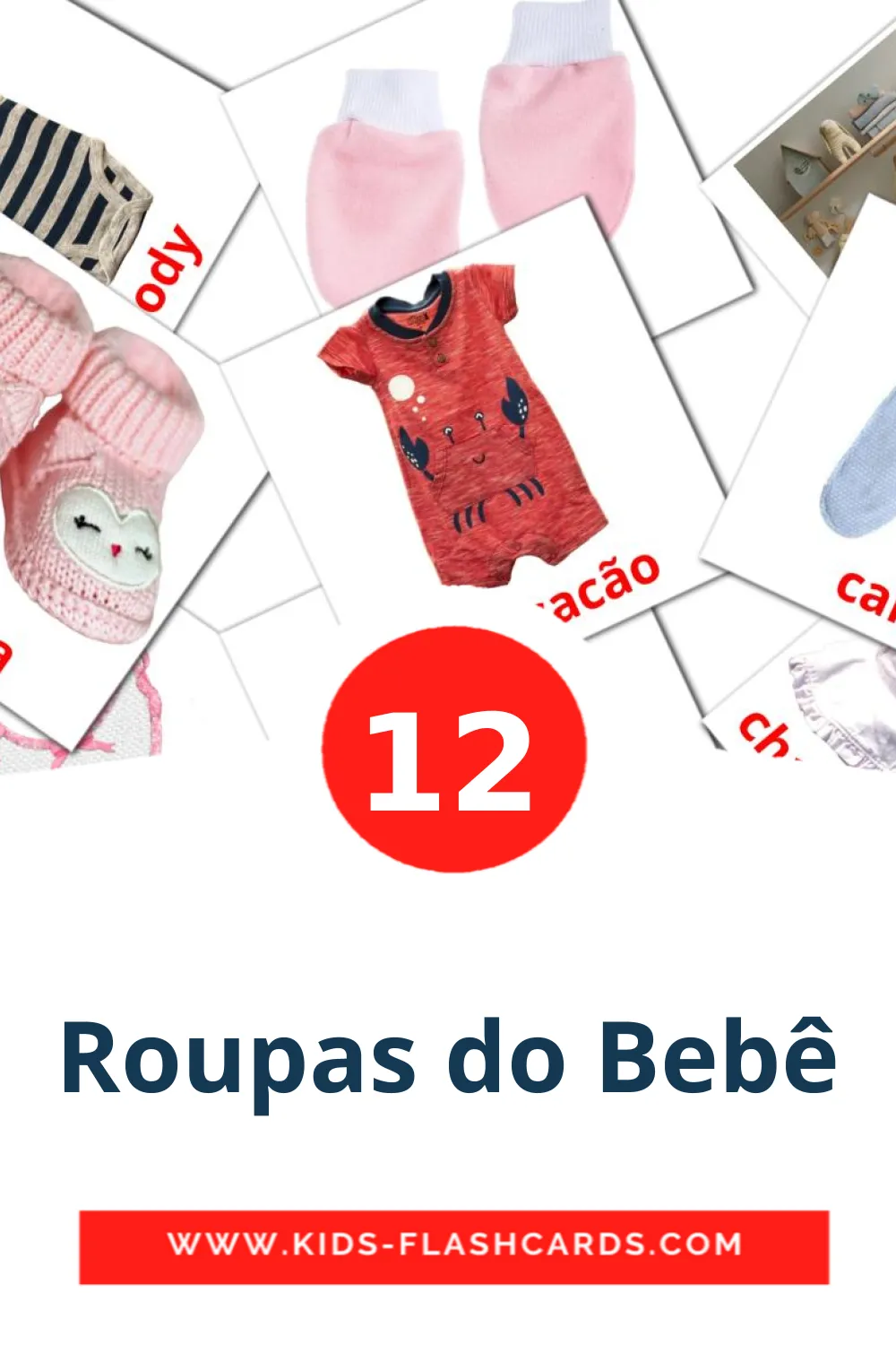 12 Roupas do Bebê Picture Cards for Kindergarden in portuguese