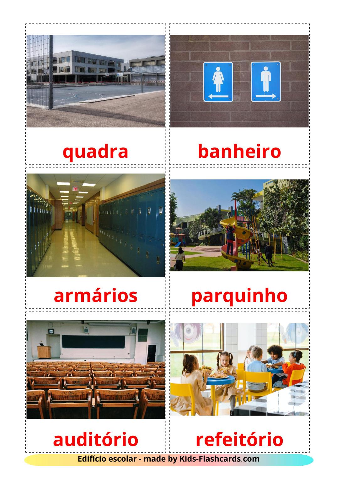 School building - 17 Free Printable portuguese Flashcards 