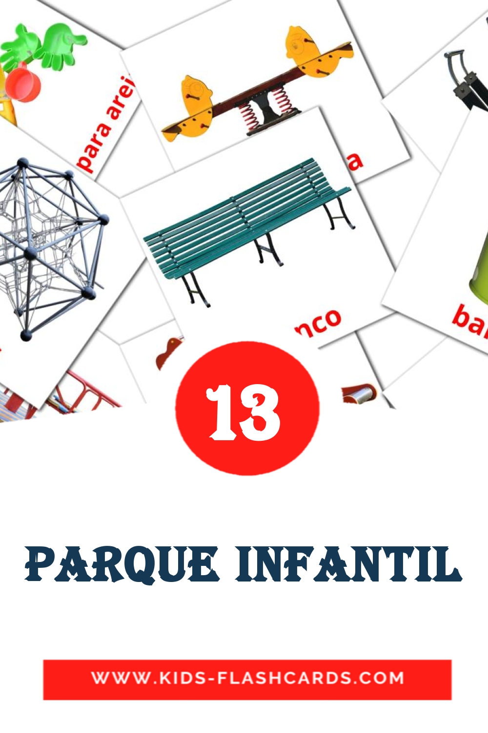 13 Cartões com Imagens de Parque Infantil para Jardim de Infância em português