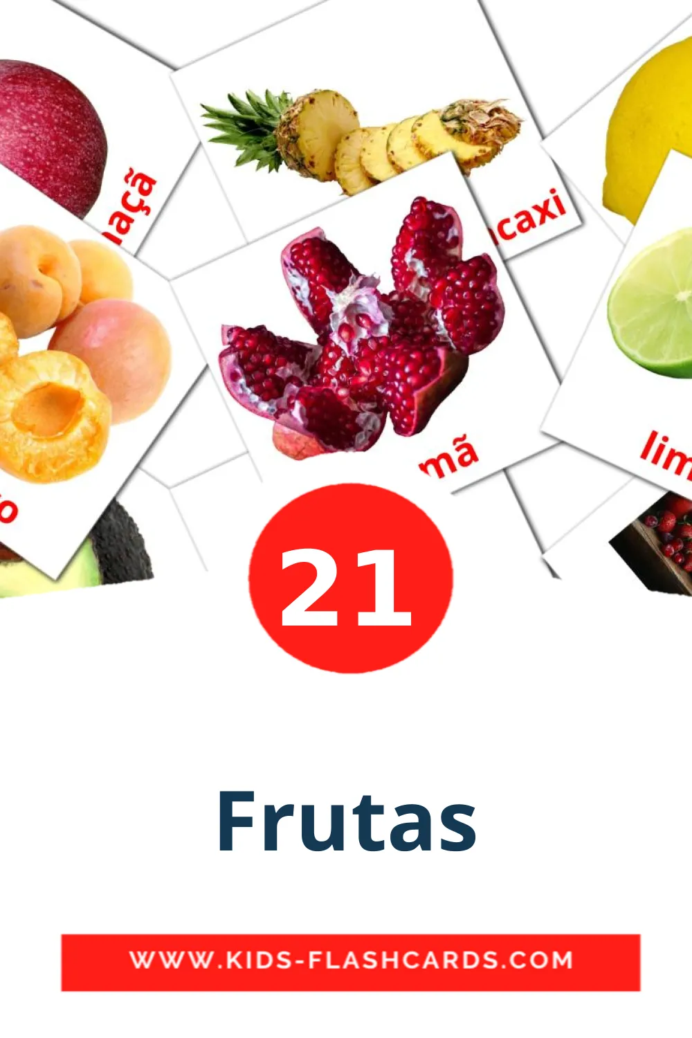 21 Frutas fotokaarten voor kleuters in het portugees