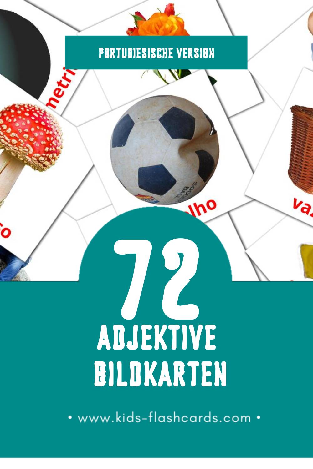 Visual Adjetivos Flashcards für Kleinkinder (72 Karten in Portugiesisch)