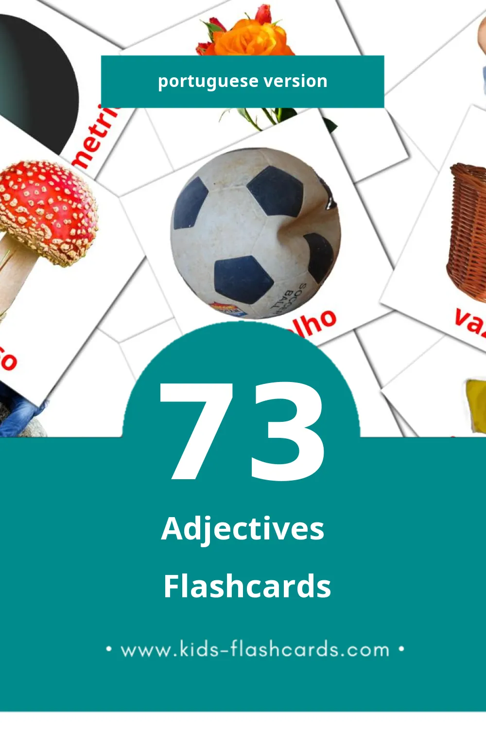 Visual Adjetivos Flashcards for Toddlers (73 cards in Portuguese)