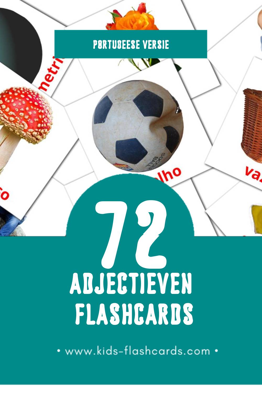 Visuele Adjetivos Flashcards voor Kleuters (72 kaarten in het Portugees)