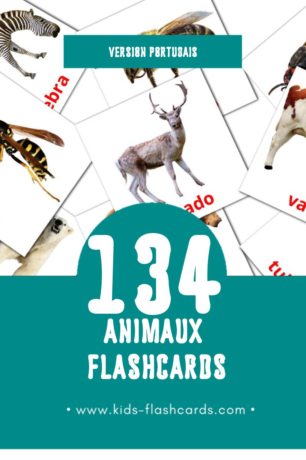 Flashcards Visual Animais pour les tout-petits (134 cartes en Portugais)