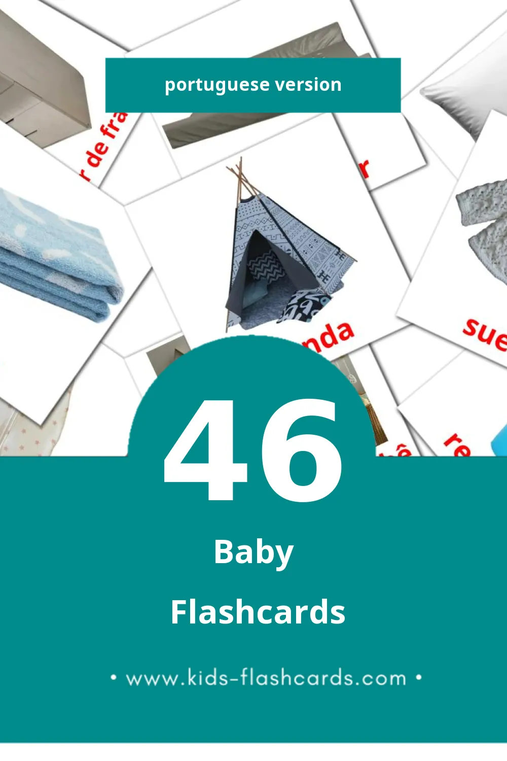 Visual Bebê Flashcards for Toddlers (46 cards in Portuguese)