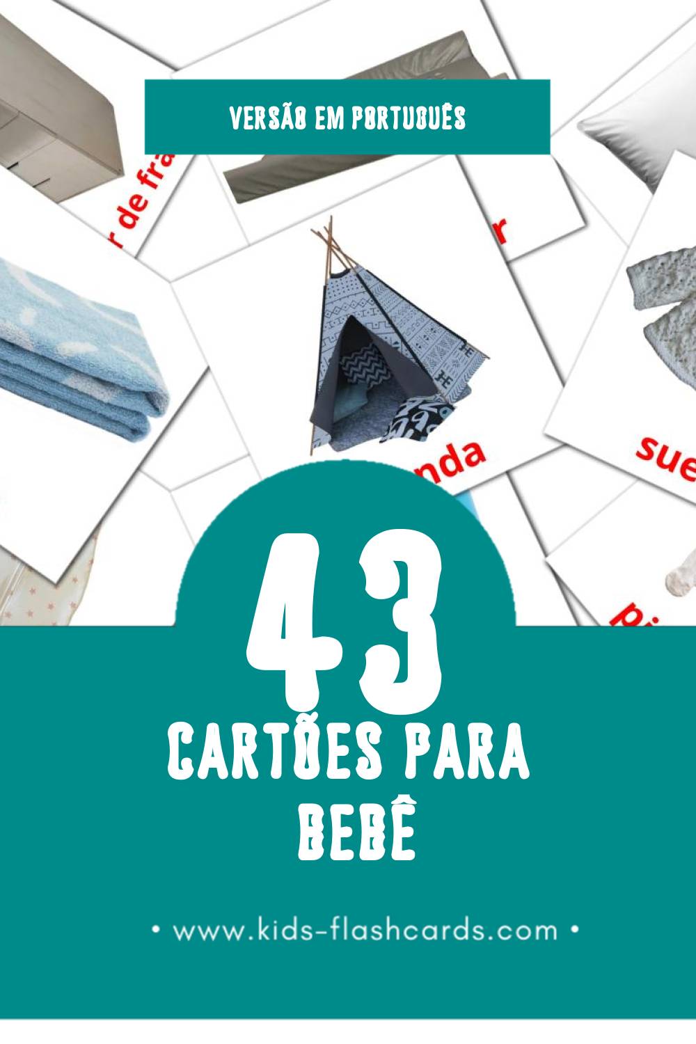 Flashcards de Bebê Visuais para Toddlers (45 cartões em Português)