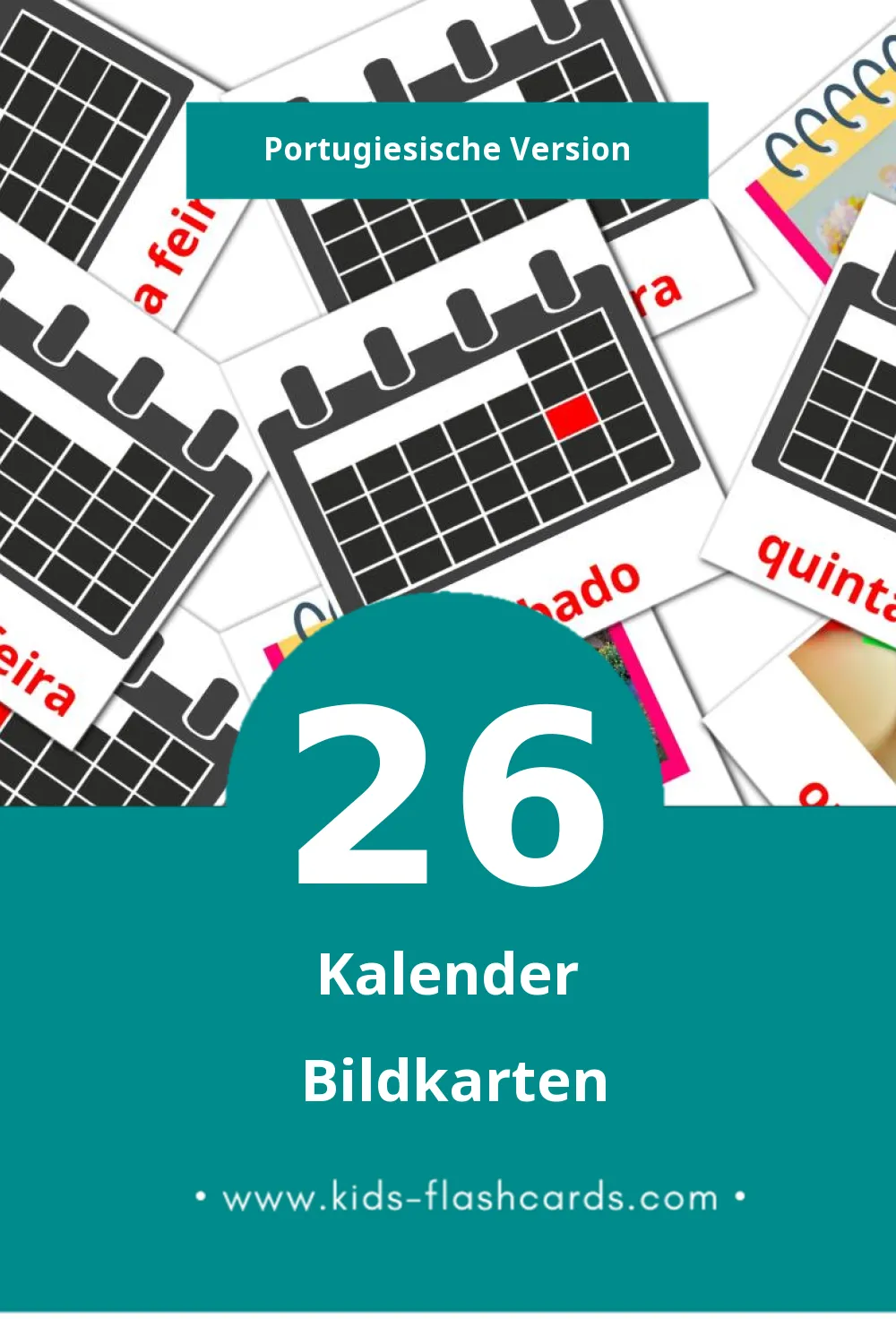 Visual Calendário Flashcards für Kleinkinder (26 Karten in Portugiesisch)