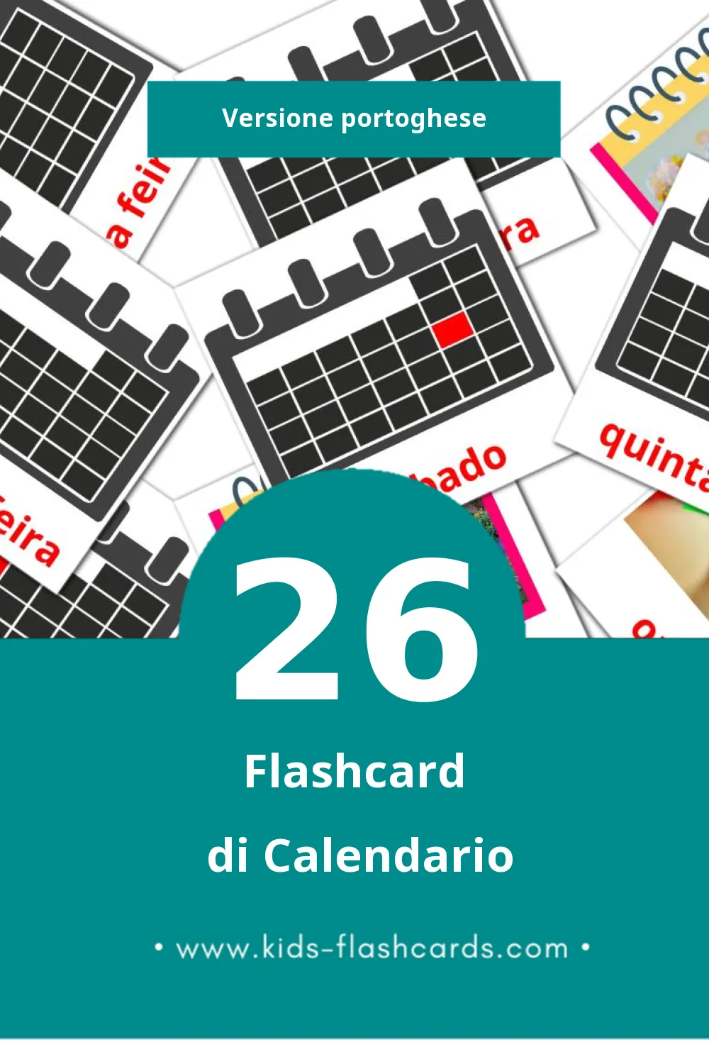 Schede visive sugli Calendário per bambini (26 schede in Portoghese)