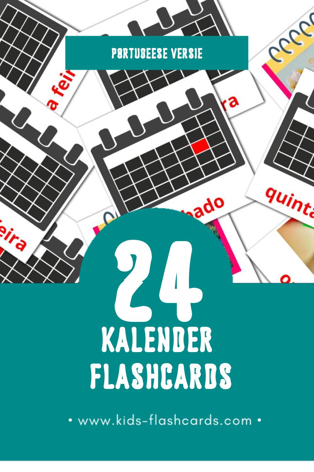 Visuele Calendário Flashcards voor Kleuters (24 kaarten in het Portugees)
