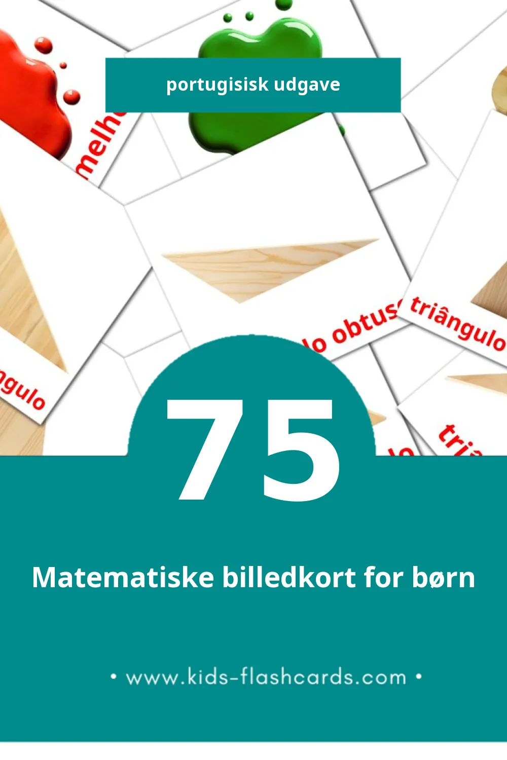 Visuelle billedkort for børn om Cores e formas til småbørn (75 kort på Portugisisk)