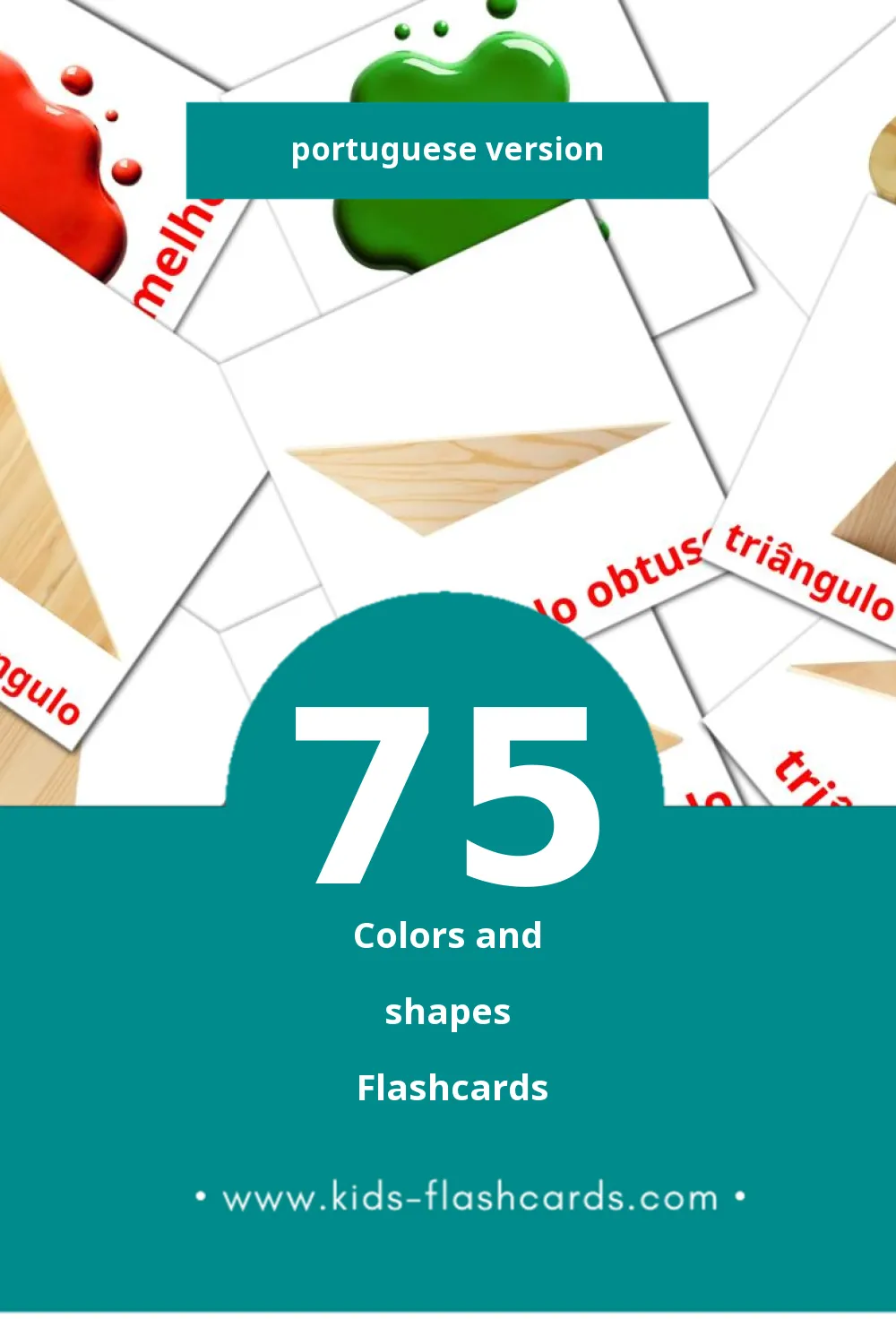 Visual Cores e formas Flashcards for Toddlers (75 cards in Portuguese)