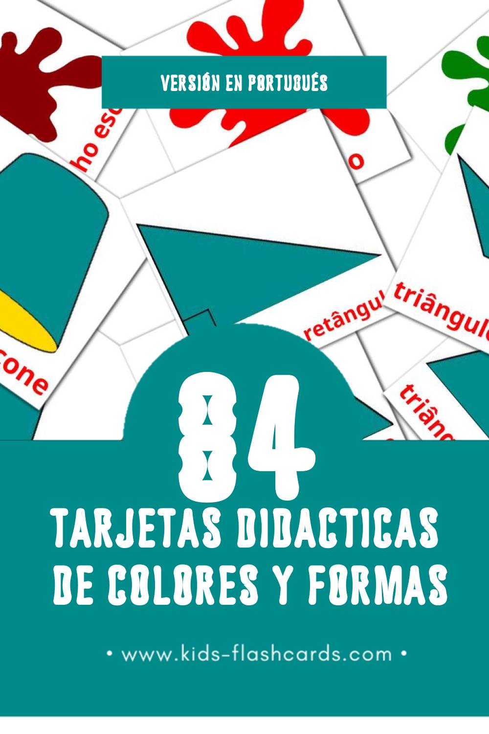 Tarjetas visuales de Cores e formas para niños pequeños (84 tarjetas en Portugués)