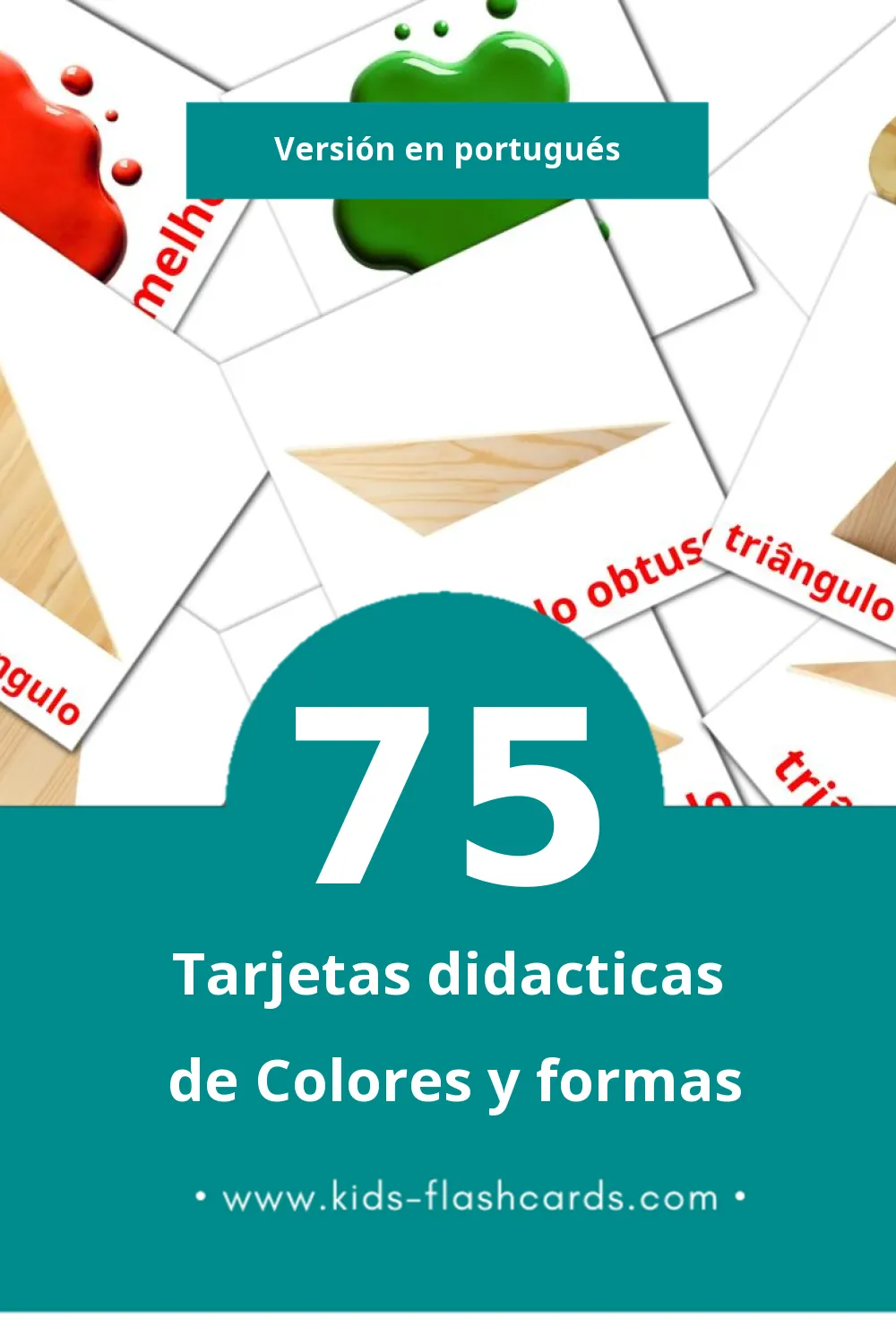 Tarjetas visuales de Cores e formas para niños pequeños (75 tarjetas en Portugués)