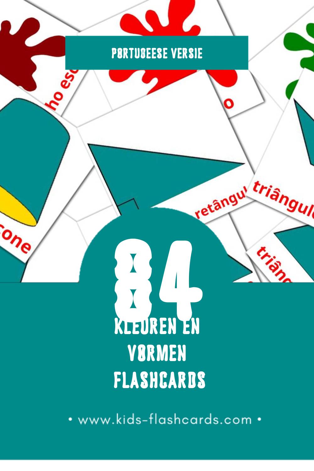 Visuele Cores e formas Flashcards voor Kleuters (84 kaarten in het Portugees)