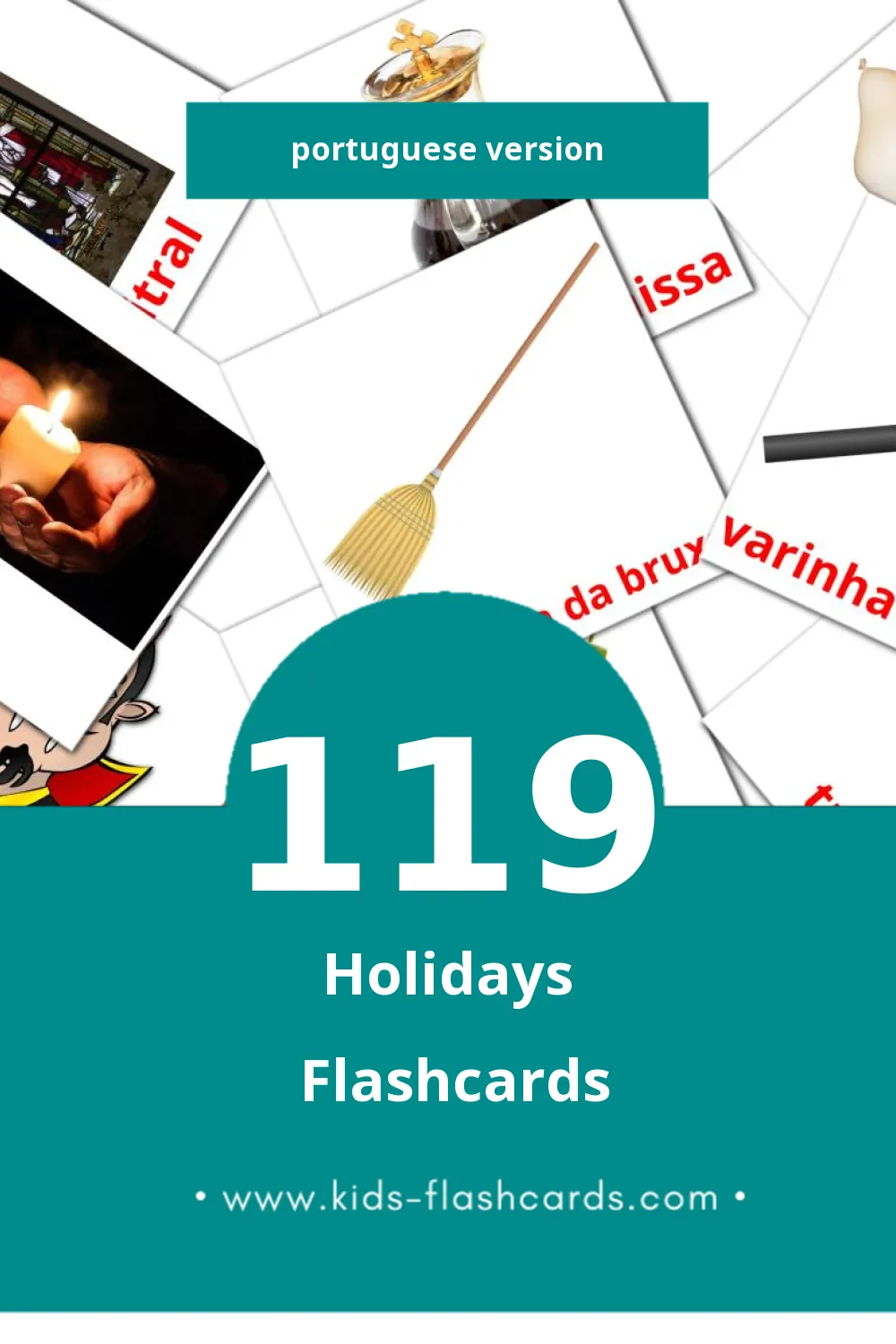 Visual Feriados Flashcards for Toddlers (119 cards in Portuguese)