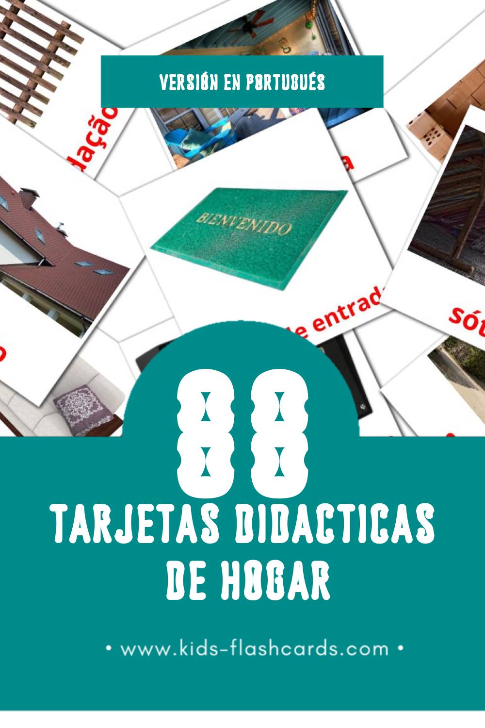 Tarjetas visuales de Casa para niños pequeños (88 tarjetas en Portugués)