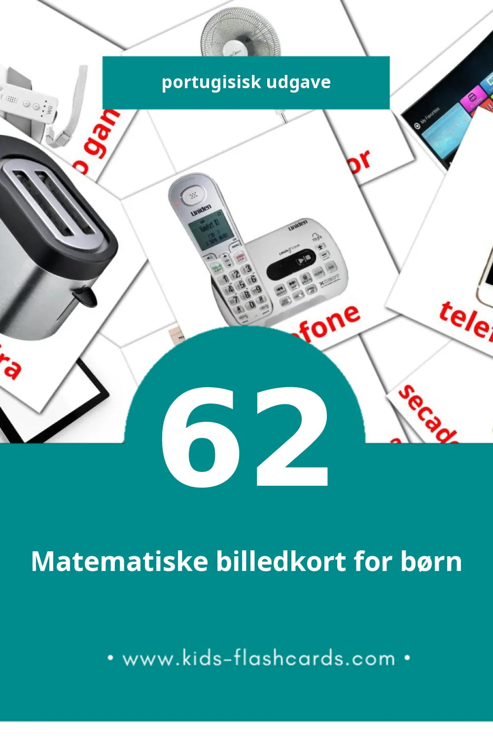 Visuelle billedkort for børn om Eletrodomésticos til småbørn (62 kort på Portugisisk)