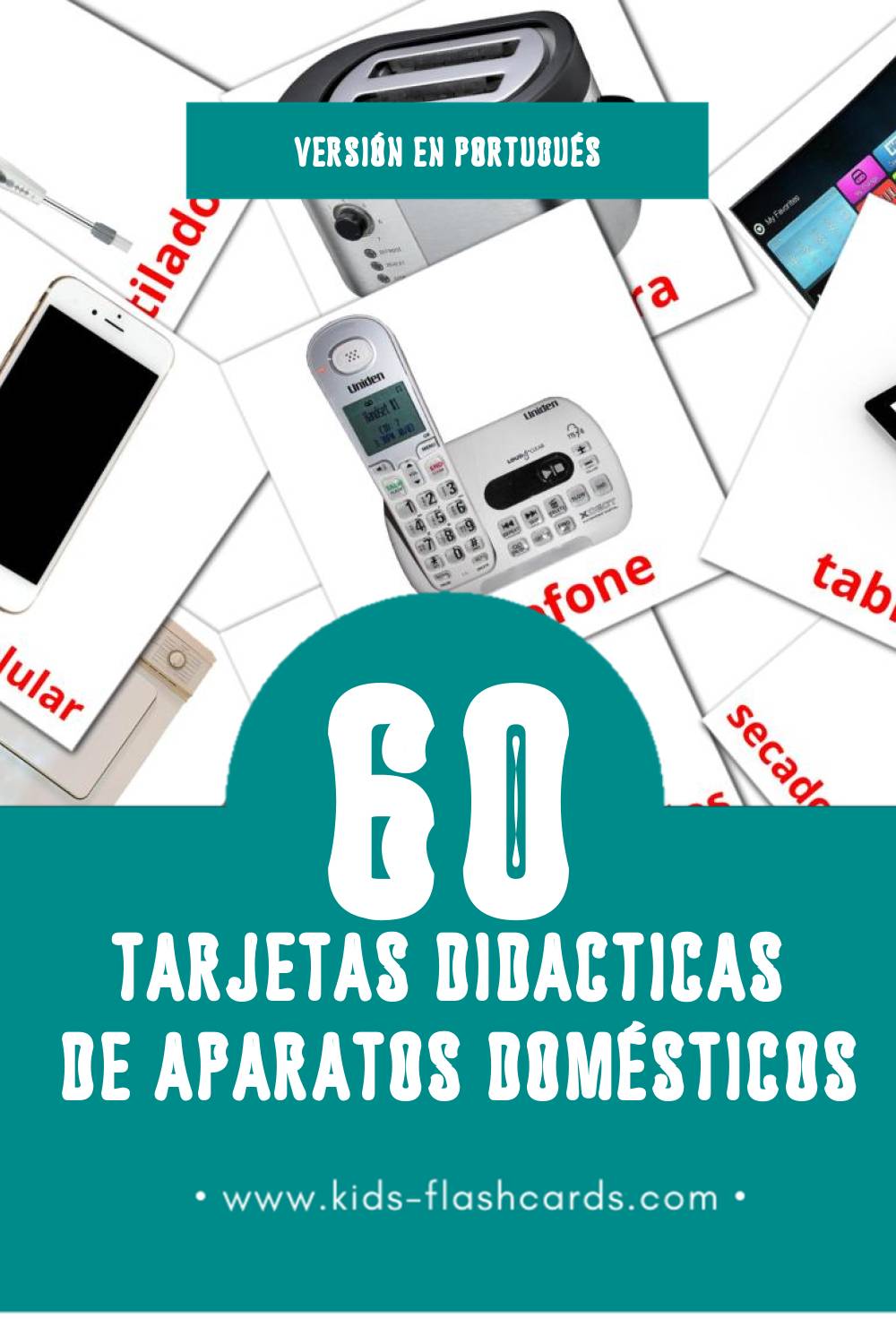 Tarjetas visuales de Aparelhos domésticos para niños pequeños (61 tarjetas en Portugués)