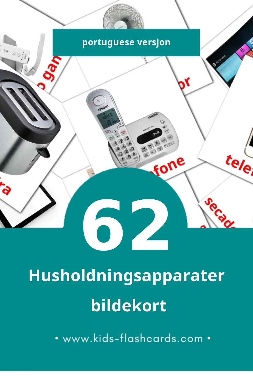 Visuelle Eletrodomésticos bildekort for småbarn (62 kort på Portuguese)