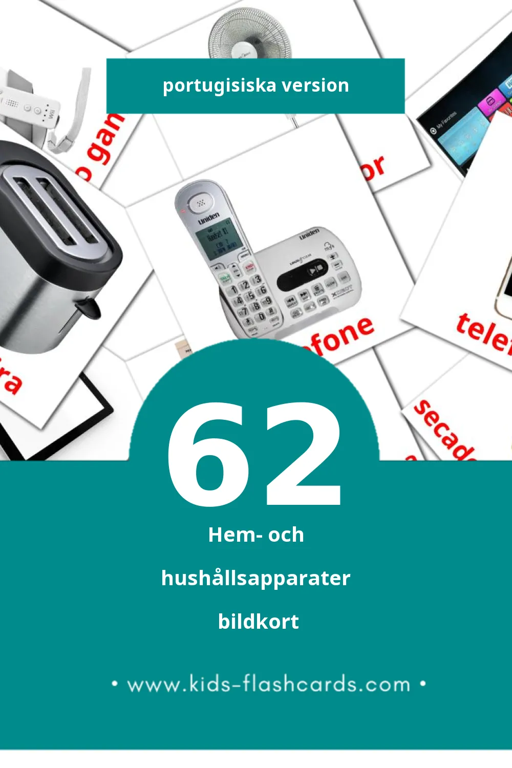 Visuella Eletrodomésticos för småbarn (62 bildkort för barn på Portugisiska)