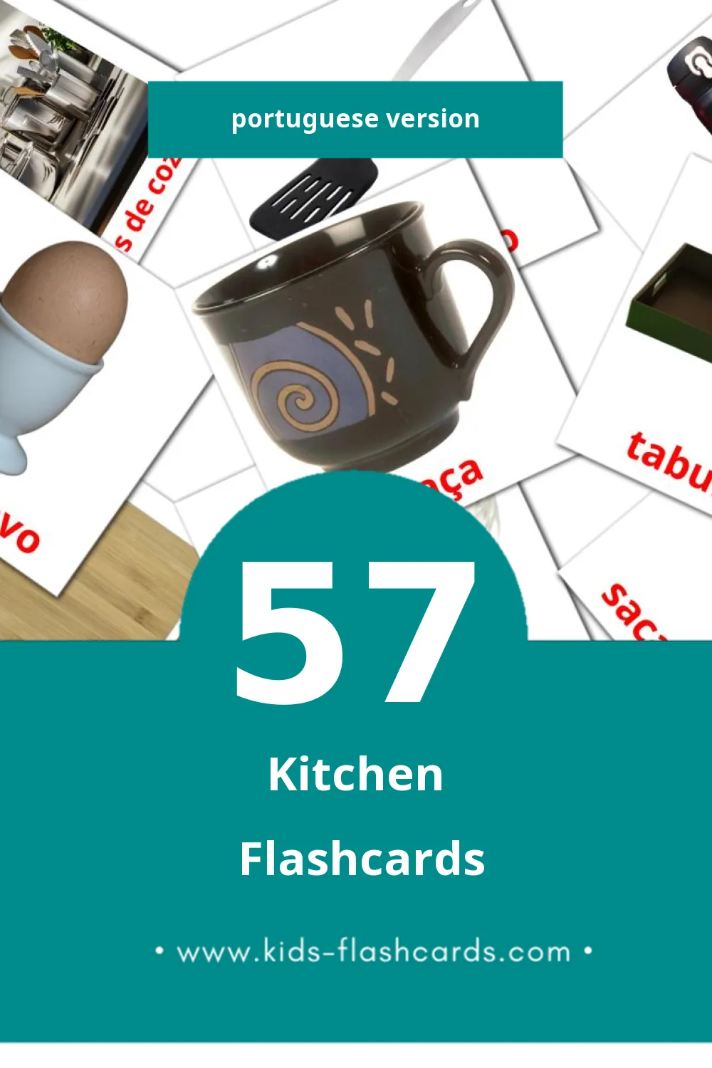 Visual Cozinha Flashcards for Toddlers (57 cards in Portuguese)