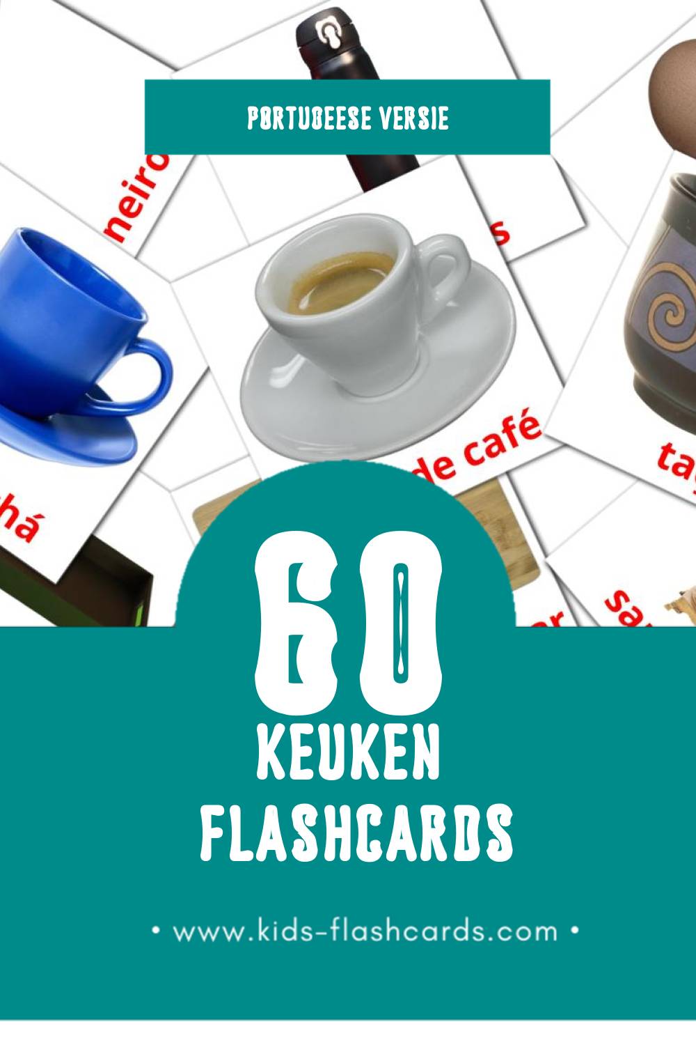Visuele Cozinha Flashcards voor Kleuters (60 kaarten in het Portugees)