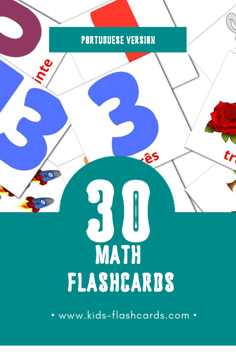 Visual Matemática Flashcards for Toddlers (30 cards in Portuguese)