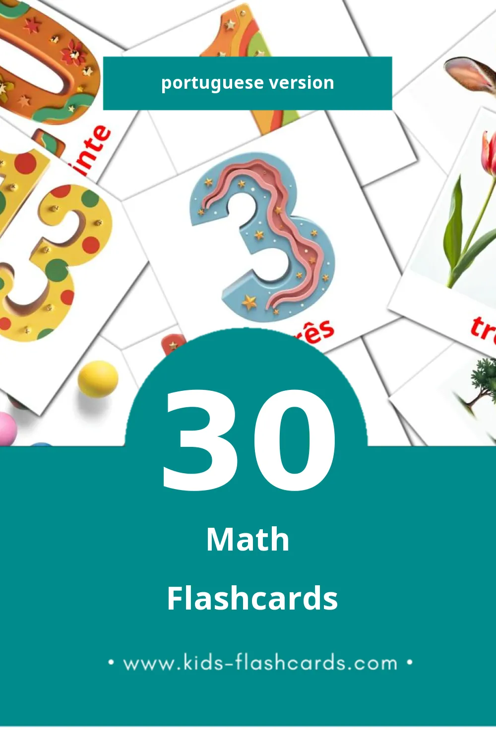 Visual Matemática Flashcards for Toddlers (30 cards in Portuguese)