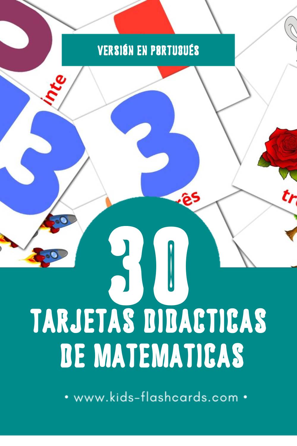 Tarjetas visuales de Matemática para niños pequeños (30 tarjetas en Portugués)
