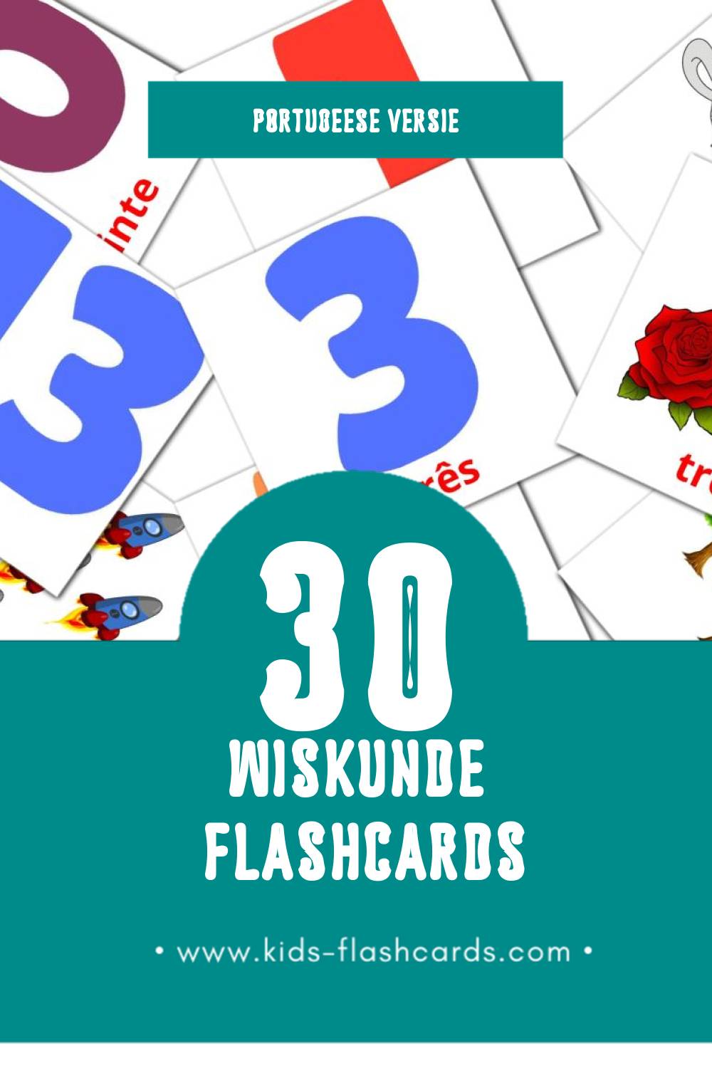 Visuele Matemática Flashcards voor Kleuters (30 kaarten in het Portugees)