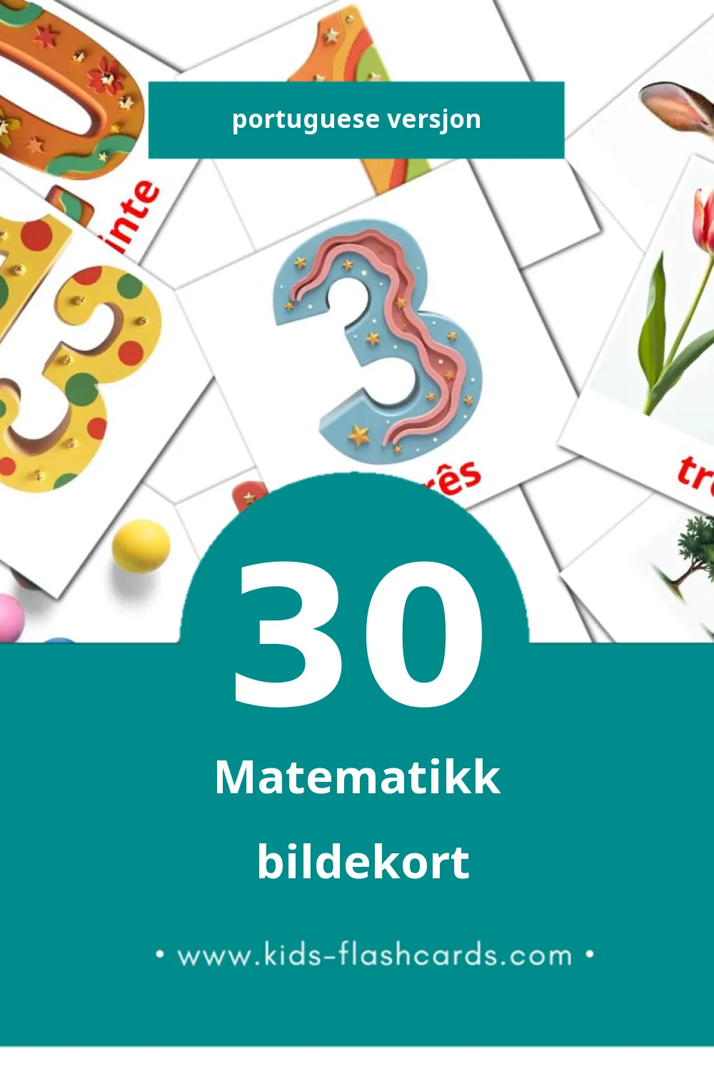 Visuelle Matemática bildekort for småbarn (30 kort på Portuguese)