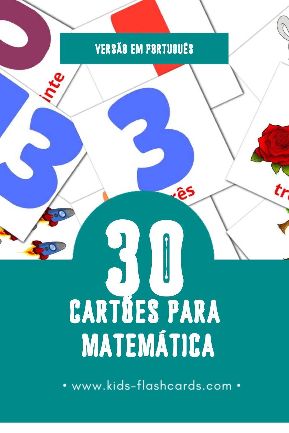 Flashcards de Matemática Visuais para Toddlers (30 cartões em Português)