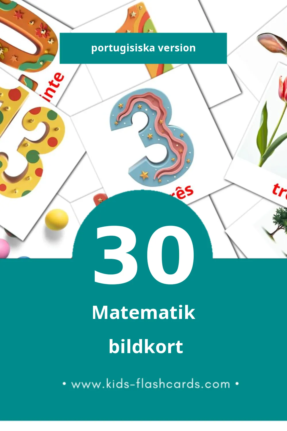 Visuella Matemática för småbarn (30 bildkort för barn på Portugisiska)