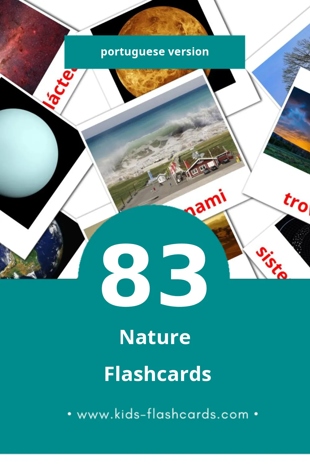 Visual Natureza Flashcards for Toddlers (83 cards in Portuguese)