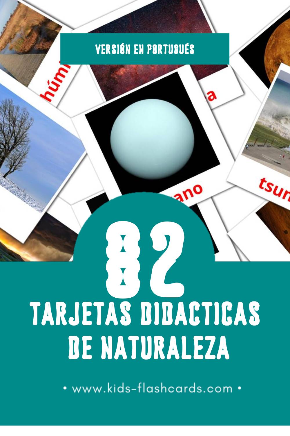 Tarjetas visuales de Natureza para niños pequeños (82 tarjetas en Portugués)