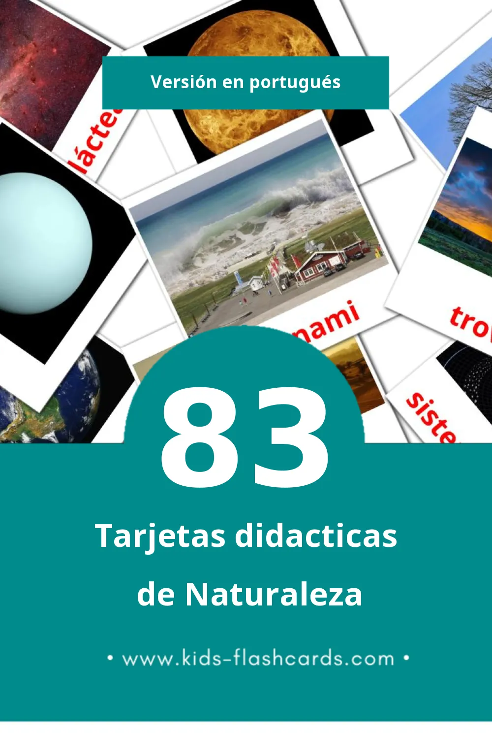 Tarjetas visuales de Natureza para niños pequeños (83 tarjetas en Portugués)