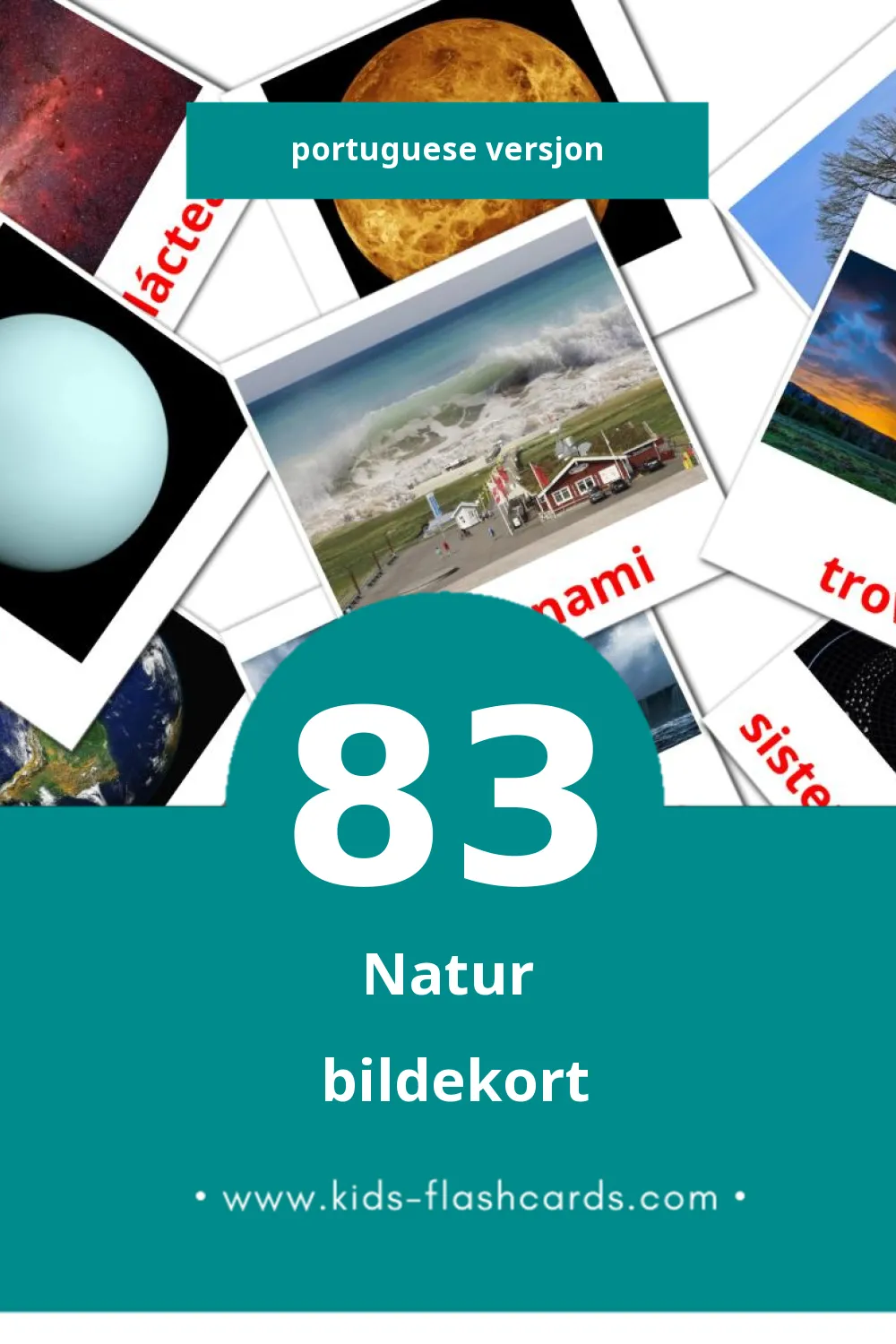 Visuelle Natureza bildekort for småbarn (83 kort på Portuguese)