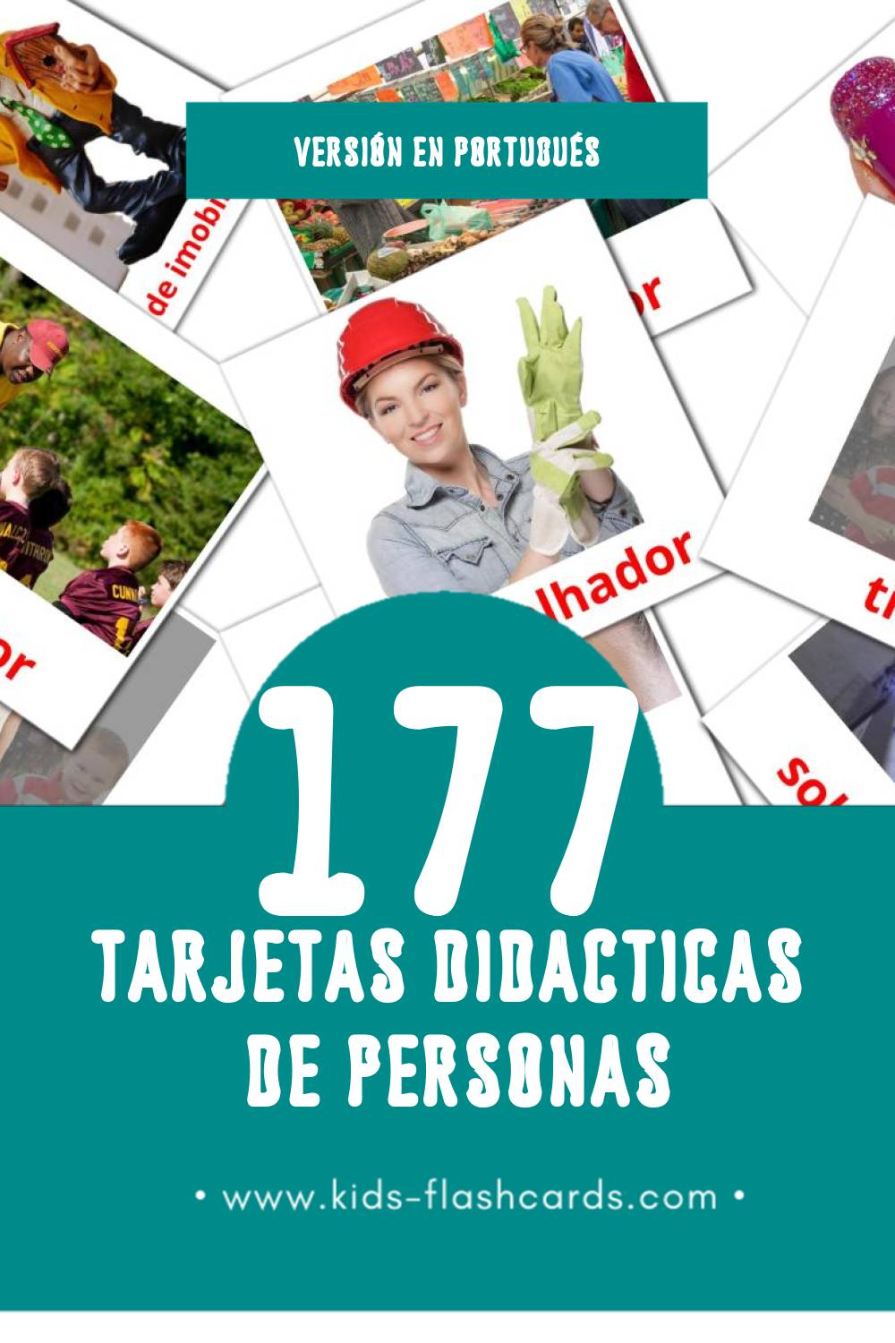 Tarjetas visuales de Pessoas  para niños pequeños (177 tarjetas en Portugués)