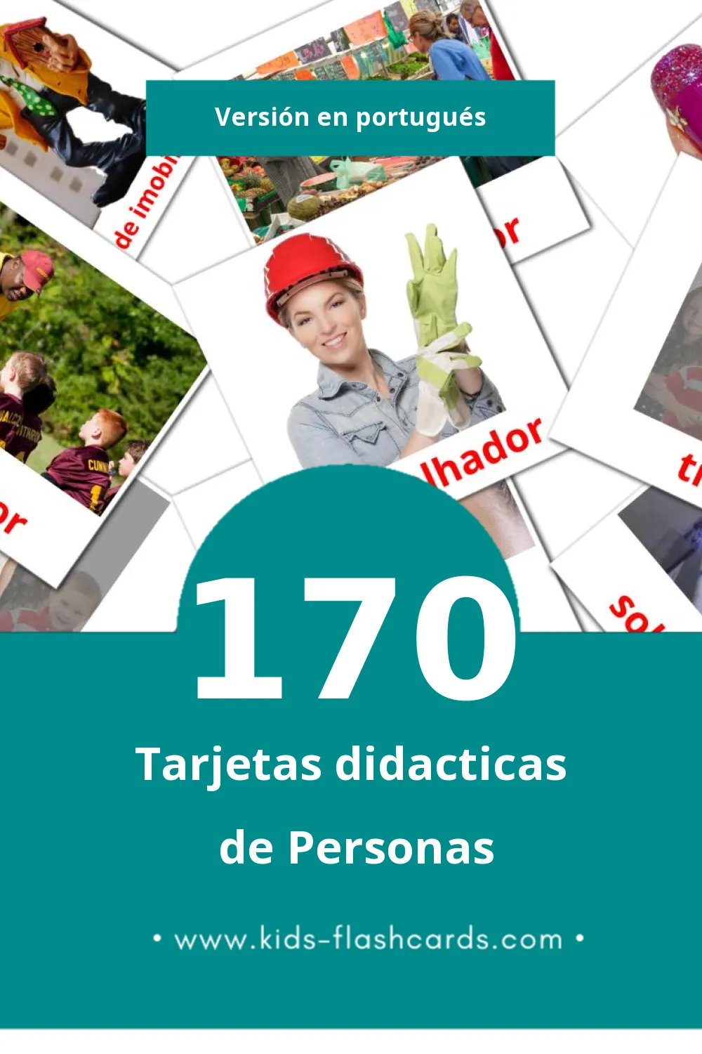 Tarjetas visuales de Pessoas  para niños pequeños (170 tarjetas en Portugués)